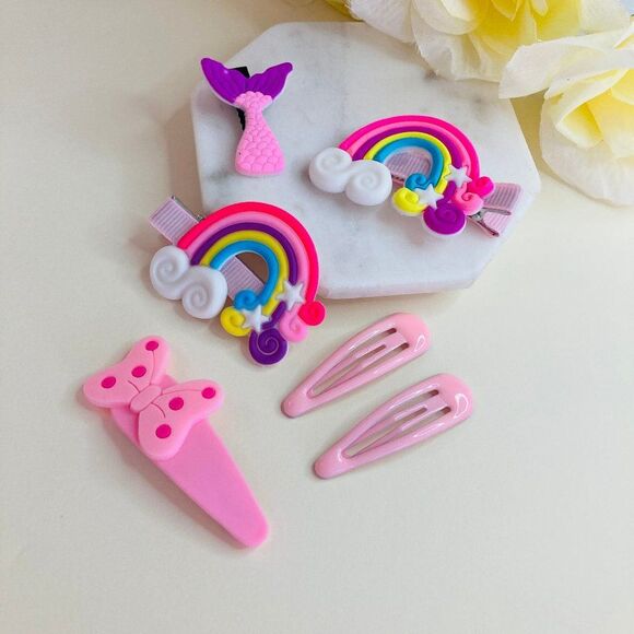 Set of 6 Pcs Pink Hair Clips Barrette for Girls & Toddler - Picture 2 of 6